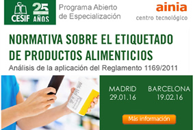 Imagen del Programa Abierto de Especialización CESIF - AINIA "Normativa sobre el etiquetado de productos alimenticios"