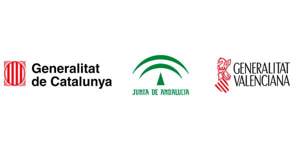 Logótipos de acreditação de laboratórios de saúde pública AINIA. Generalitat da Catalunha. Governo Regional da Andaluzia. Generalidade Valenciana