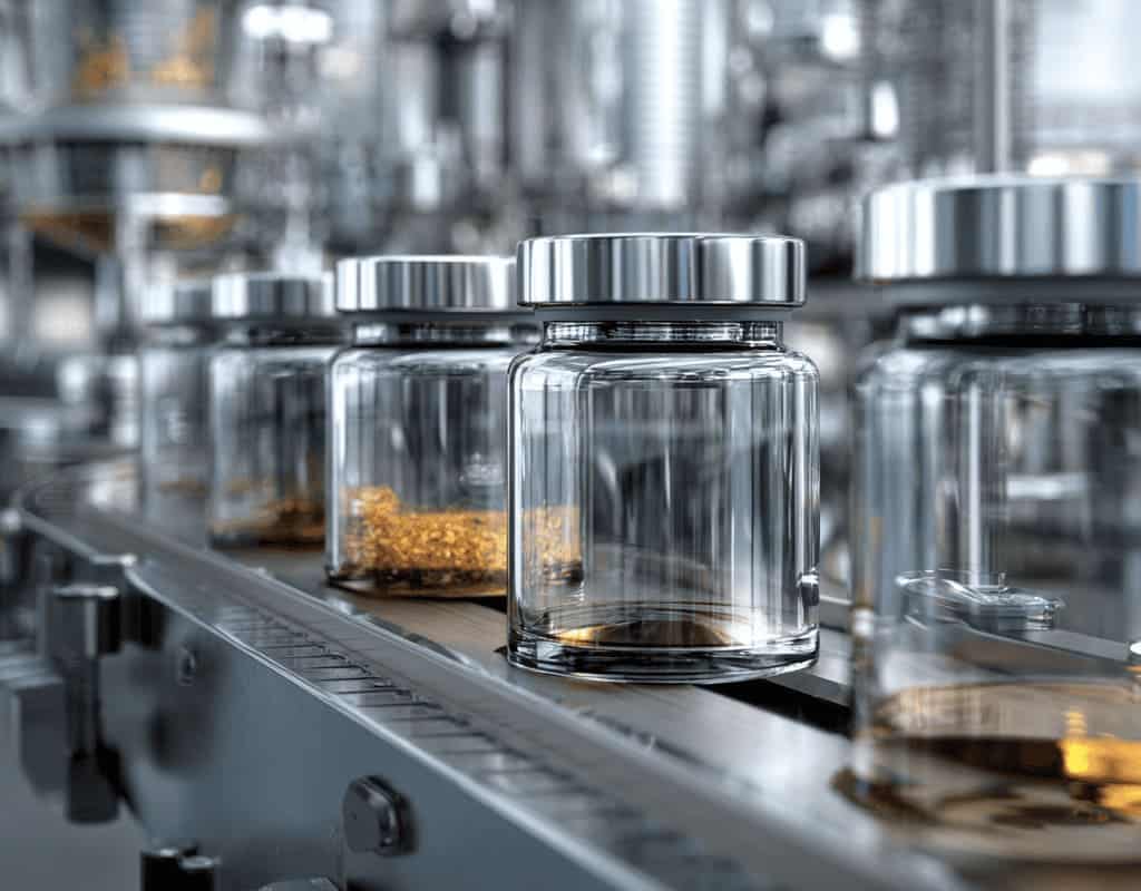 An industrial facility, illustrating the cosmetics production process for natural extracts and oils.