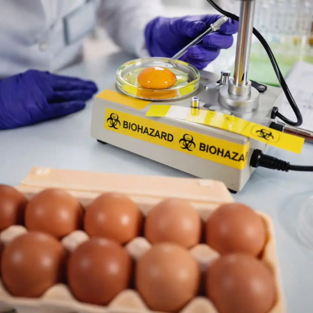 test biohazard on eggs salmonella